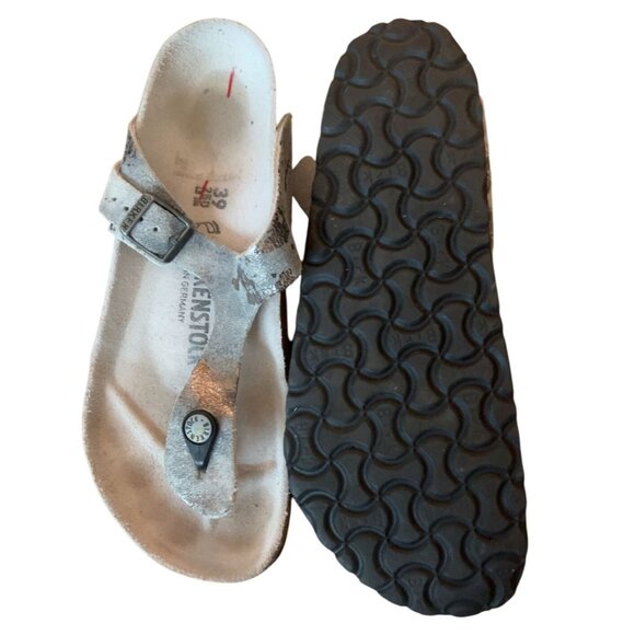 Women's Birkenstock Gizeh Metallic Silver Size EU 39 US 8-8.5‎ - Picture 3 of 12